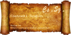 Csetneki Szabin névjegykártya